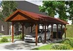 SKAN HOLZ Einzelcarport 'Wallgau' mit roten Schindeln 380 x 900 cm nussbaum