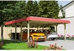SKAN HOLZ Doppelcarport 'Spreewald' 585 x 741 cm rote Blende KDI impr&auml;gniert
