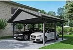 SKAN HOLZ Doppelcarport 'Wallgau' mit Dachlattung 620 x 500 cm schiefergrau