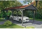 SKAN HOLZ Einzelcarport 'Fichtelberg' 317 x 808 cm schiefergrau mit roten Schindeln