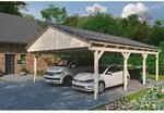 SKAN HOLZ Doppelcarport 'Fichtelberg' 618 x 808 cm naturfarben mit Dachlattung