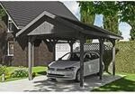 SKAN HOLZ Einzelcarport 'Wallgau' mit schwarzen Schindeln 380 x 500 cm schiefergrau
