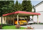 SKAN HOLZ Doppelcarport 'Spreewald' 585 x 893 cm rote Blende KDI impr&auml;gniert