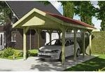 SKAN HOLZ Einzelcarport 'Wallgau' mit roten Schindeln 380 x 600 cm natur