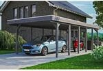 SKAN HOLZ Einzelcarport 'Friesland' mit EPDM-Dachfolie 397 x 860 cm schiefergrau