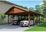 SKAN HOLZ Doppelcarport 'Wallgau' mit Dachlattung 620 x 900 cm nussbaum