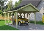 SKAN HOLZ Einzelcarport 'Wallgau' mit schwarzen Schindeln 430 x 600 cm natur