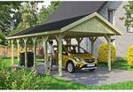 SKAN HOLZ Einzelcarport 'Wallgau' mit schwarzen Schindeln 430 x 900 cm natur