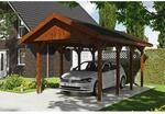 SKAN HOLZ Einzelcarport 'Wallgau' mit schwarzen Schindeln 380 x 600 cm nussbaum