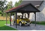 SKAN HOLZ Einzelcarport 'Wallgau' mit roten Schindeln 430 x 500 cm schiefergrau