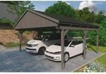 SKAN HOLZ Doppelcarport 'Fichtelberg' 618 x 566 cm schiefergrau mit schwarzen