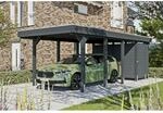 SKAN HOLZ Einzelcarport 'Friesland Hybrid Set 12' Fichtenholz anthrazit 314 x 708 cm