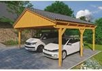 SKAN HOLZ Doppelcarport 'Fichtelberg' 618 x 566 cm eichefarben mit Dachlattung