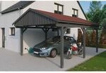 SKAN HOLZ Einzelcarport 'Fichtelberg' 423 x 566 cm schiefergrau mit roten Schindeln