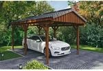 SKAN HOLZ Einzelcarport 'Fichtelberg' 317 x 566 cm nussbaumfarben mit Dachlattung