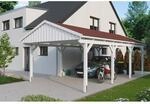 SKAN HOLZ Einzelcarport 'Fichtelberg' 423 x 808 cm wei&szlig; mit roten Schindeln
