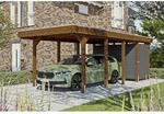 SKAN HOLZ Einzelcarport 'Friesland Hybrid Set 12' Fichtenholz nussbaumfarben 314 x