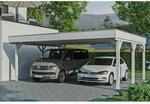 SKAN HOLZ Doppelcarport 'Grunewald' 622 x 554 cm wei&szlig; mit Aluminiumdach