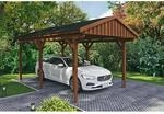 SKAN HOLZ Einzelcarport 'Fichtelberg' 317 x 566 cm nussbaumfarben mit schwarzen