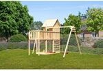 Karibu Kinderspielhaus 'Frieda' naturbelassene nordische Fichte 107 x 291 x 107 cm