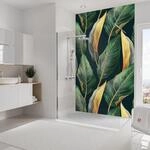 Schulte Duschr&uuml;ckwand 'DecoDesign' Softtouch Tropenbl&auml;tter-Gold 150 x 255 cm