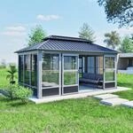 Sojag Pavillon 'Olan 1017' grau/schwarz 494 x 283 x 291 cm, mit Moskitoschutz