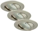Briloner LED-Einbauleuchten dimm- und schwenkbar 5,5 W 3 St&uuml;ck nickelfarben matt