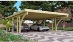 Karibu Doppelcarport 'Classic 3' 598 x 860 cm Kiefer KDI Stahl-Dach, mit zwei