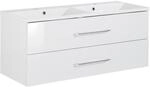 Fackelmann Waschbecken mit Unterschrank 'B.Clever' wei&szlig; gl&auml;nzend 120 x 50,8 x...