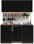 Respekta K&uuml;chenzeile 'Oliver' mit E-Ger&auml;ten schwarz/eichefarben 150 cm