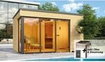 Weka Design-Saunahaus 'Cubilis' mit Sauna Varberg 3 und 7,5 kW BioS-Ofenset,