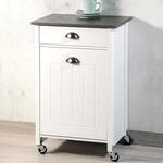 Kesper K&uuml;chenwagen wei&szlig;/grau mit Abfalleimer 50 x 79 x 37 cm
