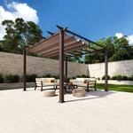 Paragon-Outdoor Pergola 'Florida 11 x 11' Aluminium cocoa braun mit Sonnensegel 350 x