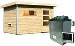 Karibu Saunahaus 'Skrollan 1' natur 9 kW Ofen, Steuerung Easy, Vorraum 336 x 196 x