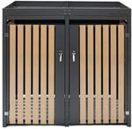 Westmann M&uuml;lltonnenbox anthrazit/Holzoptik Metall f&uuml;r 2 M&uuml;lltonnen a' 240 l 84 x