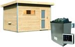 Karibu Saunahaus 'Skrollan 2' natur 9 kW Ofen, Steuerung Easy, Milchglast&uuml;r,...