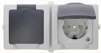 Kopp 137056002, Kopp Steckdose 2-fach Aufputz waagerecht 137056002 | Schuko IP44 