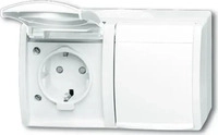 Busch-Jaeger 2084-0-0723, Busch-Jaeger SCHUKO Doppelsteckdose 2-fach Aufputz | IP44 