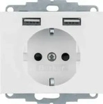 Hager 48037009, Hager Berker Steckdose SCHUKO/USB | 48037009 | Unterputz | 2x USB Typ