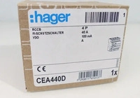 Hager CEA440D, Hager FI-Schutzschalter CEA440D | 4-polig | 40A | 100mA Typ A |...