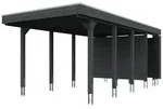 Skan Holz Carport Friesland 314x708 cm inkl. Abstellraum Sparset 2 schiefergrau
