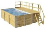 Weka Massivholzpool 595 Gr. 1 - 45 mm - 400 x 301 cm Poolfolie: Mosaik blau