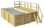 Weka Massivholzpool 595 Gr. 1 - 45 mm - 400 x 301 cm Poolfolie: Mosaik sand