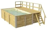 Weka Massivholzpool 595 Gr. 1 - 45 mm - 400 x 301 cm Poolfolie: sand