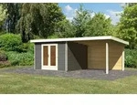 Karibu Premium Gartenhaus Radeburg 1 inkl. 3,30m Schleppdach und R&uuml;ckwand -...