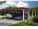 Skan Holz Walmdach Carport Breite 630cm inkl. Abstellraum wei&szlig; Holzcarport