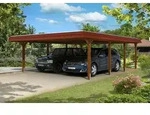 Carport Wendland 630x879 rote Blende, nussbaum, 20mm Dachschalung mit EPDM Folie