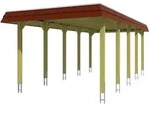 Skan Holz Spreewald - Walmdach Carport Breite 345 cm Gr. 2 - 345 x 741 cm Nut-...