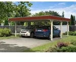 Carport Wendland 630x637 rote Blende, unbehandelt, 20mm Dachschalung mit EPDM...