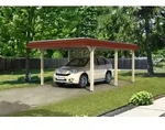 Carport Wendland 409x628 rote Blende, unbehandelt, 20mm Dachschalung mit EPDM...